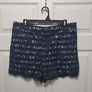 NWT Cartonnier Size 12 Navy Lace High Waist Shorts